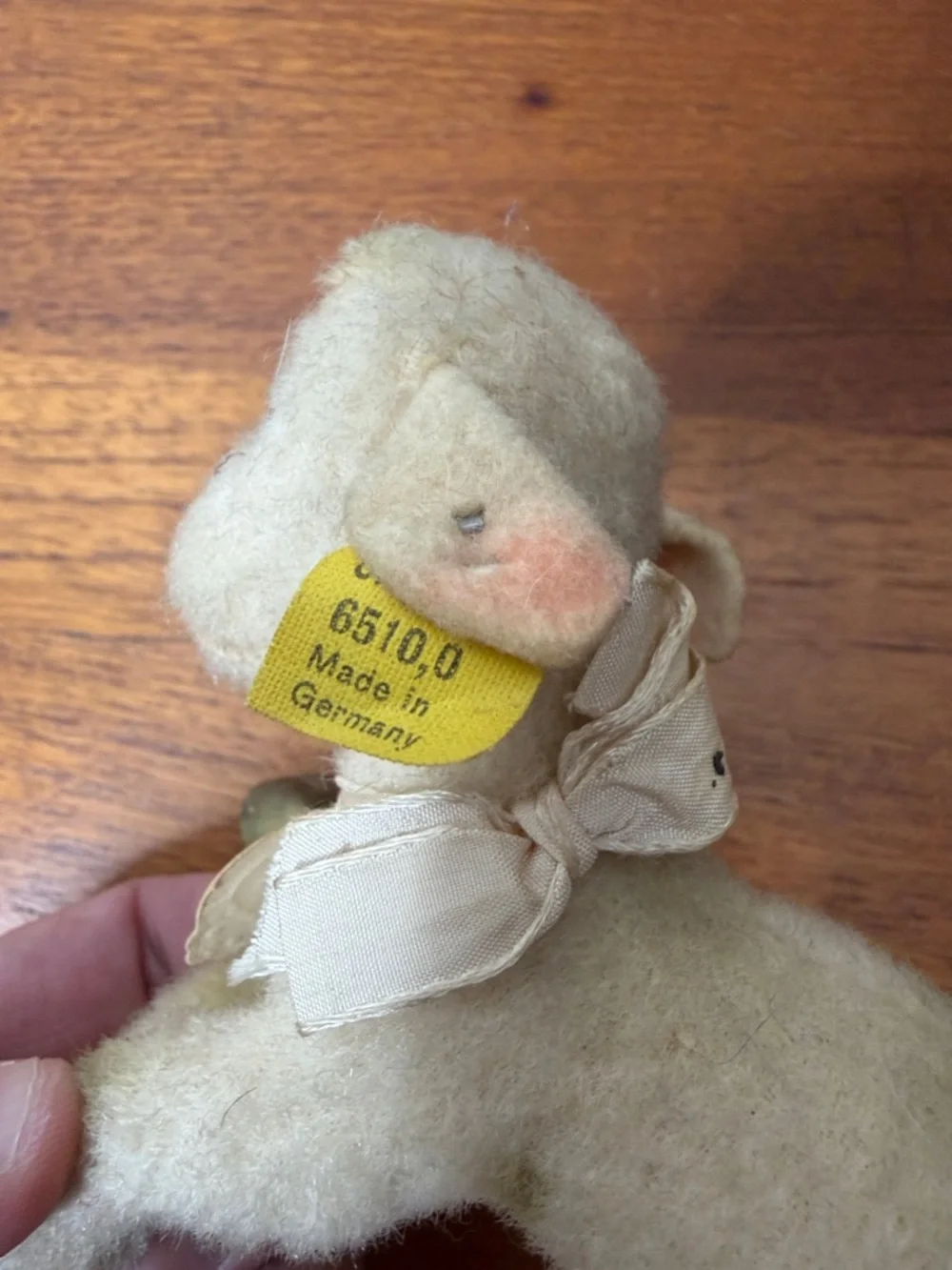 Vintage Lamby Glass Eye Silver Raised Steiff Button Steiff Original Bell Bow Tag